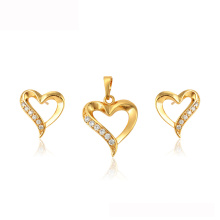 64785 xuping Mother's day gift heart shape 24k gold plated Dubai jewelry set